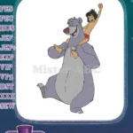 Happy Baloo bear and Mowgli boy Jungle Book embroidery designs - Instant Download