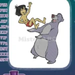 Playful Mowgli and Baloo Bear Jungle Book Embroidery Designs - Instant Download