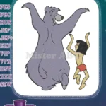 Happy Baloo and Mowgli Dancing Disney Jungle Book Character Embroidery Designs - Instant Download