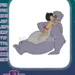 Mowgli and Baloo Hugging Friendly Jungle Book Embroidery Designs - Instant Download