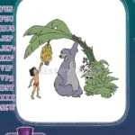Mowgli and Baloo Playful Banana Jungle Embroidery Designs - Instant Download