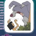 Baloo Roaring Mowgli Scared Jungle Book Cartoon Embroidery Designs - Instant Download