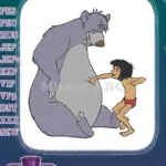 The Jungle Book Baloo and Mowgli fun embroidery designs - Instant Download