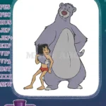 The Jungle Book Mowgli and Baloo cartoon friendship embroidery designs - Instant Download