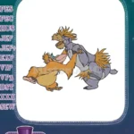 Playful Cartoon Monkey Duo Dancing Fun Embroidery Designs - Instant Download