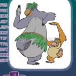 Jungle Book Baloo Bear and King Louie Orangutan dancing embroidery designs - Instant Download