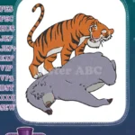 Shere Khan and Baloo Jungle Book cartoon embroidery designs - Instant Download