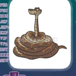 Sly Grinning Cartoon Snake Coiled Brown Tan Embroidery Designs - Instant Download