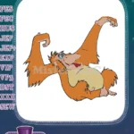 Happy King Louie cartoon orangutan swinging embroidery designs - Instant Download