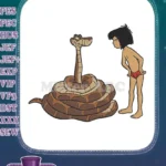 Mowgli and Kaa snake jungle cartoon embroidery designs - Instant Download