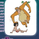 Playful King Louie and Mowgli Jungle Book embroidery designs - Instant Download