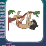 Jungle Boy Mowgli Swinging Tree Branch Embroidery Designs - Instant Download