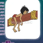 Mowgli Sleeping on Tree Branch with Kaa Embroidery Designs - Instant Download