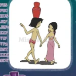 Mowgli Shanti Walking Hand-in-Hand Jungle Book Embroidery Designs - Instant Download