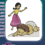 Sweet Shanti and baby Mowgli crawling Jungle Book embroidery designs - Instant Download