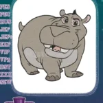 Friendly Cartoon Hippo Beshte Character Embroidery Designs - Instant Download