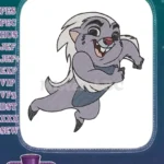 Energetic Bunga purple honey badger jumping happy embroidery designs - Instant Download