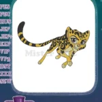 Cute cartoon cheetah cub running embroidery designs - Instant Download