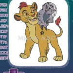 Kion and Bunga playful Lion Guard embroidery designs - Instant Download