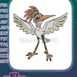 Whimsical cartoon roadrunner bird with spread wings embroidery designs - Instant Download
