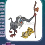 Rafiki and Young Simba Lion King inspired embroidery designs - Instant Download
