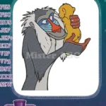 Iconic Rafiki holding baby Simba Lion King character embroidery designs - Instant Download