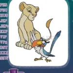 Cute Nala Lion Cub and Zazu Hornbill Disney embroidery designs - Instant Download