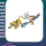 Playful Young Simba and Zazu Lion King Cartoon Embroidery Designs - Instant Download