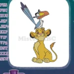 Adorable Young Simba and Zazu Disney Lion King embroidery designs - Instant Download