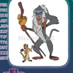 Disney Lion King Rafiki and Timon cartoon character embroidery designs - Instant Download