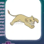 Playful young Nala lioness pouncing embroidery designs for fans - Instant Download