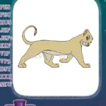 Graceful walking lioness jungle safari animal embroidery designs - Instant Download