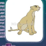 Sitting Lioness Cartoon Embroidery Designs for Animal Lovers - Instant Download