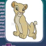 Adorable young lioness Nala cub sitting embroidery designs - Instant Download
