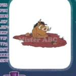 Disney's Pumbaa enjoying a muddy bath machine embroidery designs - Instant Download