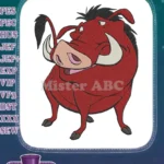 Funny Pumbaa warthog embroidery designs from Lion King cartoon - Instant Download