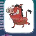 Running Pumbaa warthog character from Lion King embroidery designs - Instant Download