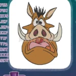 The Lion King Pumbaa Surprised Warthog Face Embroidery Designs - Instant Download