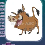 Happy Cartoon Warthog Pumbaa Embroidery Designs for Animal Lovers - Instant Download