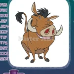 Smiling Pumbaa Warthog Disney Lion King character embroidery designs - Instant Download