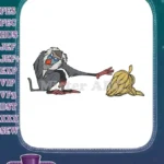 Rafiki the wise baboon reaching for a banana pile embroidery designs - Instant Download