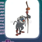 Wise Rafiki mandrill character holding staff unique embroidery designs - Instant Download