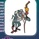 Wise Rafiki Mandrill with Staff Colorful Disney Character Embroidery Designs - Instant Download