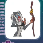 Rafiki the wise baboon with staff thumbs up embroidery designs - Instant Download