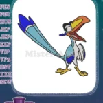 Funny Cartoon Blue Roadrunner Bird Yelling Fast Embroidery Designs - Instant Download