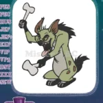 Playful menacing hyena with bones cartoon embroidery designs - Instant Download