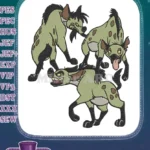 Three Mischievous Cartoon Hyenas Embroidery Designs Wild Animal Theme - Instant Download
