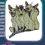 Laughing hyena trio wild animal embroidery designs - Instant Download