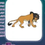 Cunning animated evil lion with dark mane embroidery designs - Instant Download