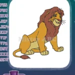 Friendly Cartoon Lion Sitting Embroidery Designs for Kids Apparel - Instant Download